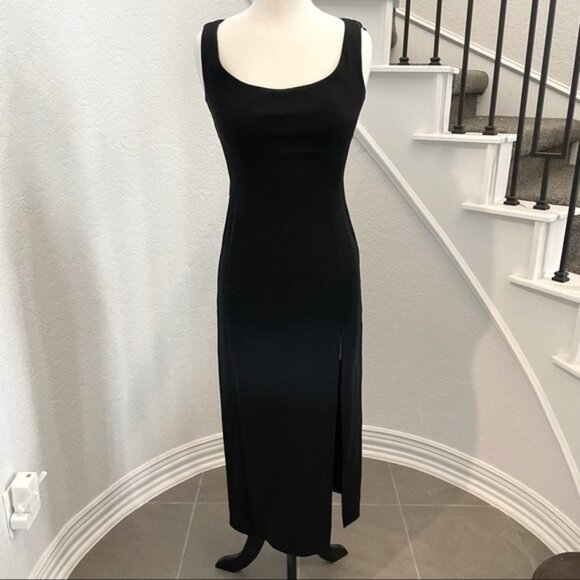 Vintage Ann Taylor fully lined formal black dress with side slit. 4 - Picture 1 of 6